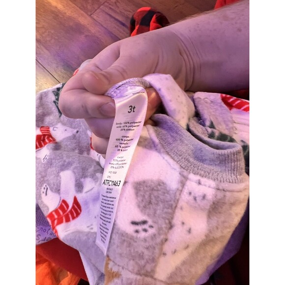 carter s 3t lot set of 2 fleece footed sleepers plaid christmas holiday nwt - Picture 3 of 5